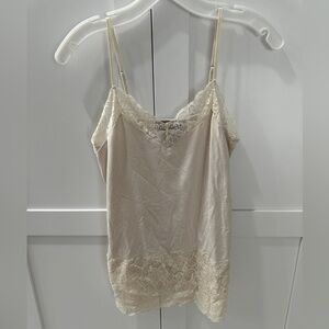 White House Black Market Beige Lace-Hem Camisole Tank Preowned Size Medium